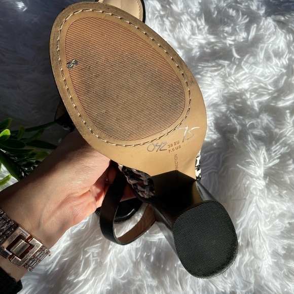 French Connection black and white woven block heel slingback heels size 7.5 - Picture 5 of 6